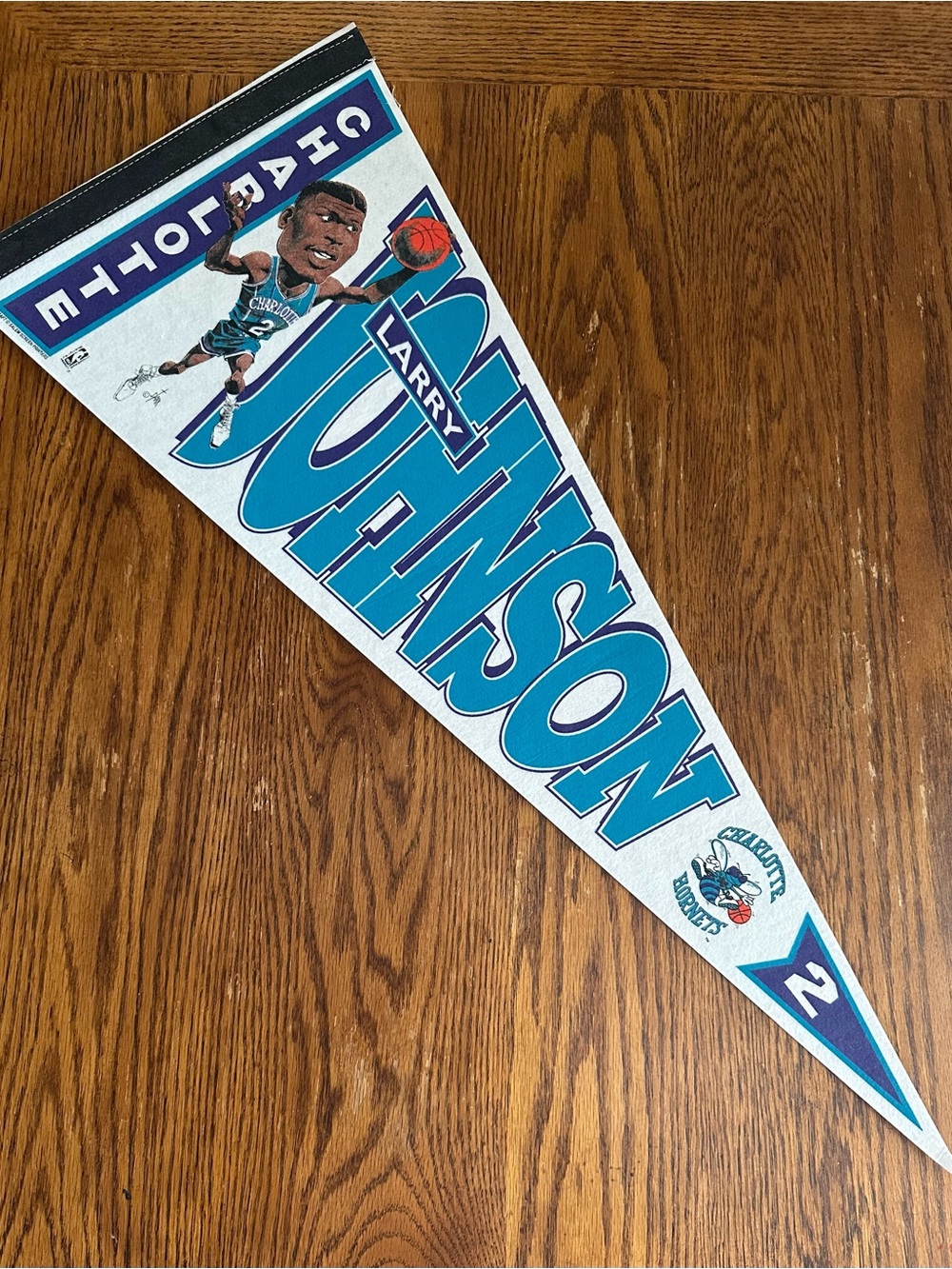 Vintage 1990s Larry Johnson
Charlotte Hornets Caricature
Pennant NBA NOS Mint